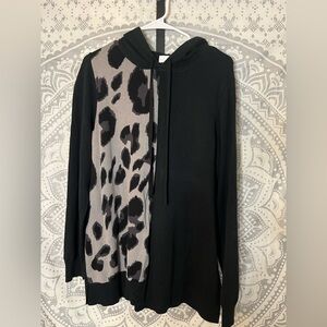 Belle by Kim Gravel Hoodie with Leopard Print. Call Out-White Mark on Back